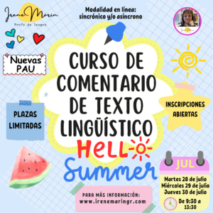 Curso de comentario de texto lingüístico - 28, 29 y 30 de julio de 2026