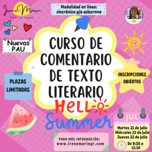 Curso de comentario de texto literario - 21, 22 y 23 de julio de 2026