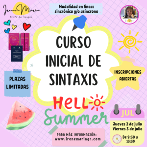 Curso de sintaxis (nivel inicial) - 2 y 3 de julio 2026
