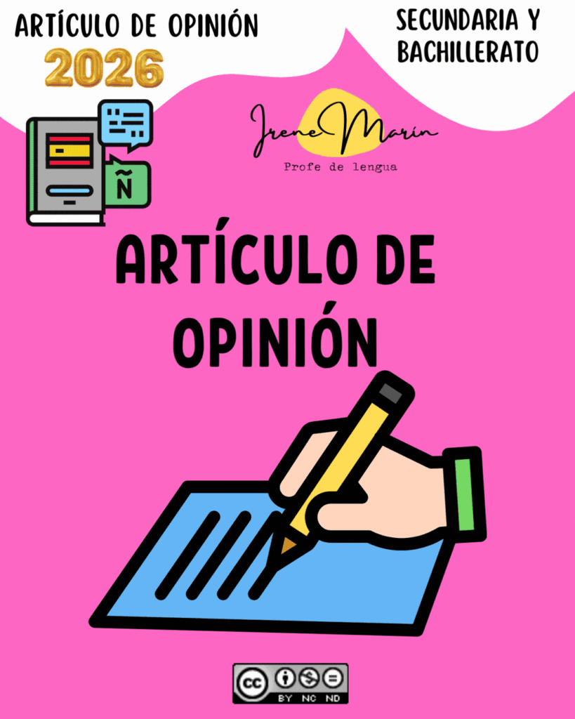 Artículo de opinión, comentario de texto y actividades. Recursos de Lengua Castellana y Literatura.